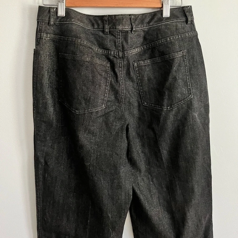 St. John Gold Black Flare High Waist Jeans